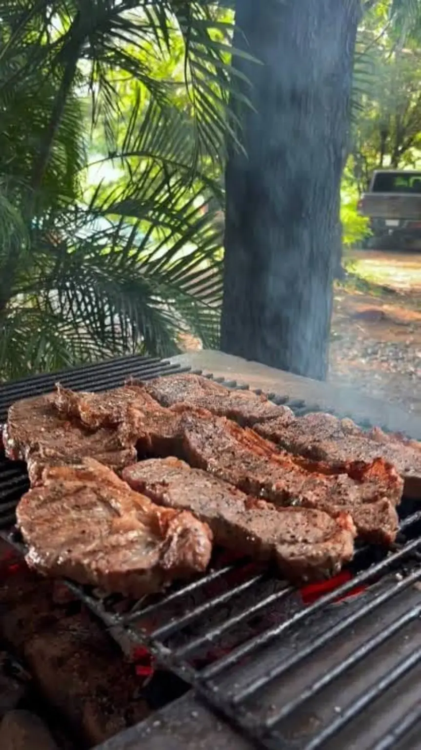 Carne asándose al aire libre